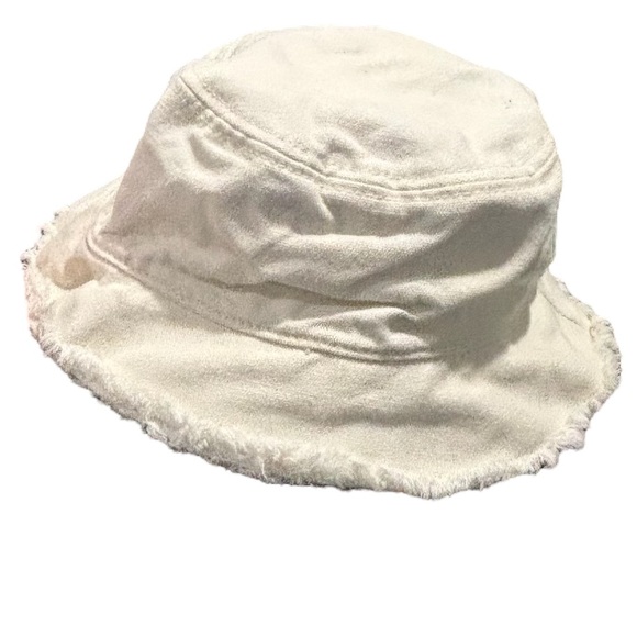 J.Crew White cotton canvas  Frayed Edge Cotton Bucket Hat - Size m/l - Picture 1 of 5